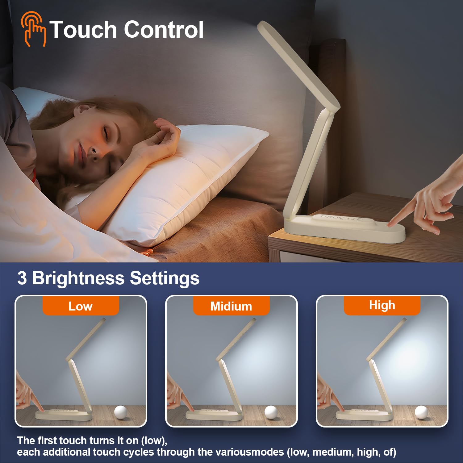 Giryuhd LED Schreibtischlampe für Büro Zuhause & Batteriebetriebene Lampe Wiederaufladbare Lampe Faltbare & Tragbare Leuchte LED Schreibtischlampe 3 Helligkeit Dimmbar Kleine Schreibtischlampe