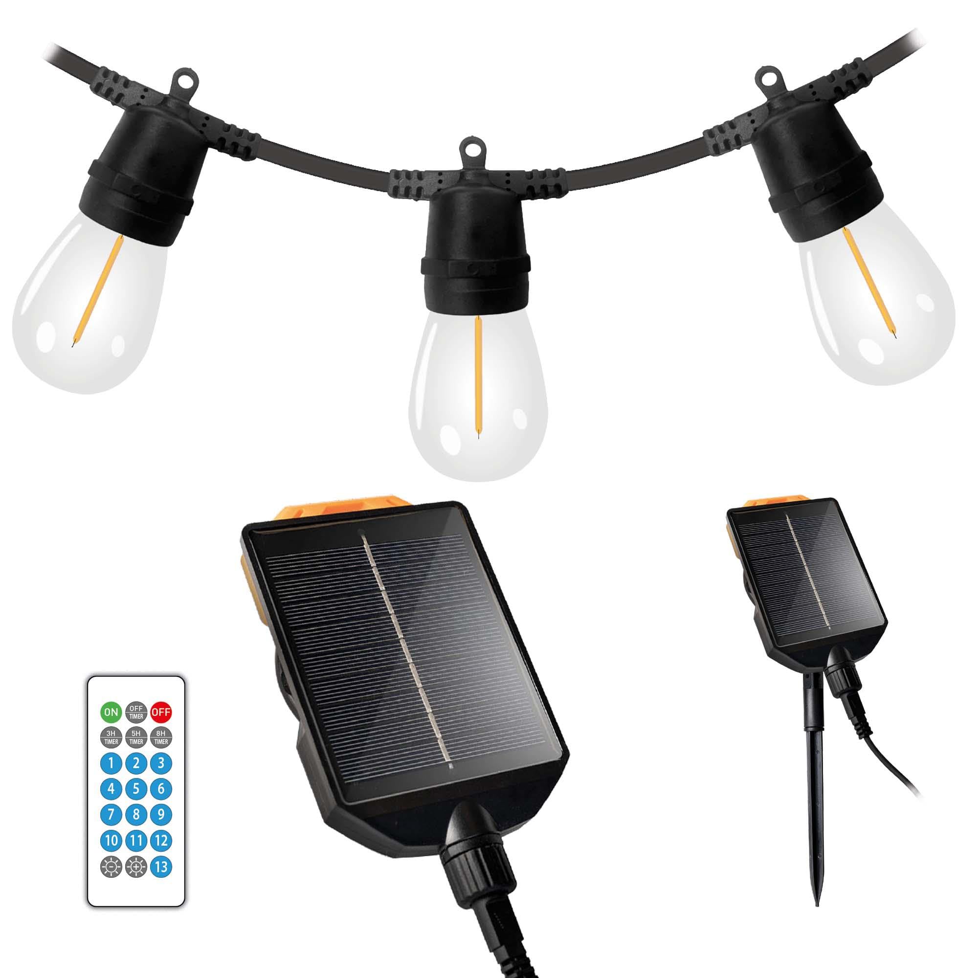 Suprema, Catena Luminosa Esterno Solare 5m, 10 Luci LED, 13 Effetti, Doppia Ricarica USB-C/Solare, Sensore Crepuscolare, IP44, Autonomia 8 Ore