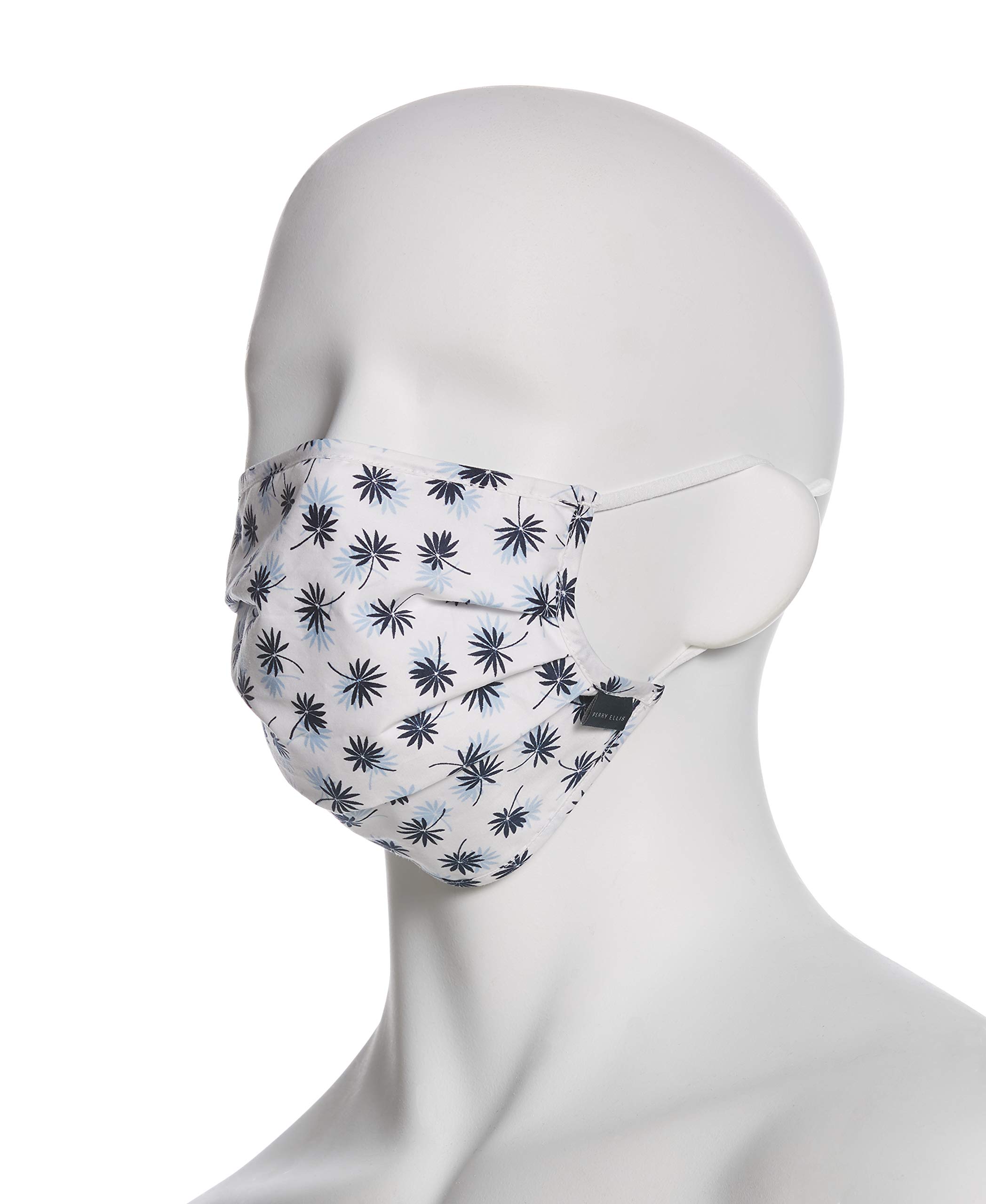 Perry Ellis Standard Reusable Pleated Woven Fabric Face Masks (Pack of 3, Assorted Prints and Colors)