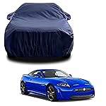 Sulfar 100% Water Resistant Car Body Cover Compatible with Mirror for Jaguar XK (Triple Stitched, Full Bottom Elastic, Navy Blue)