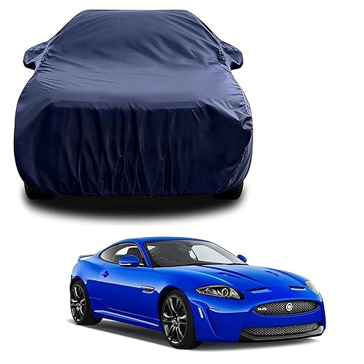 Sulfar 100% Water Resistant Car Body Cover Compatible with Mirror for Jaguar XK (Triple Stitched, Full Bottom Elastic, Navy Blue)