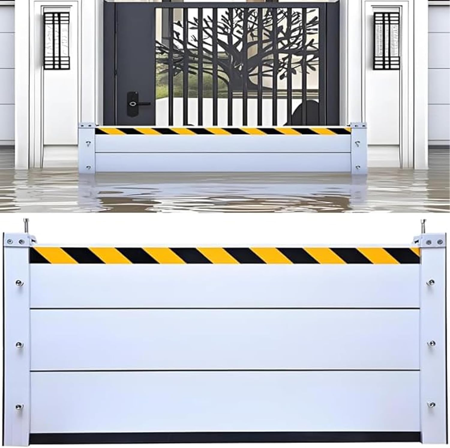 Flood Barriers for Home, Garage Door Water Barrier - Reusable Aluminum Alloy Water Retaining Plate for Basement & Front Door & Water Diverter for Driveway Water Barriers for Flooding H 2.6FT X 10FT
