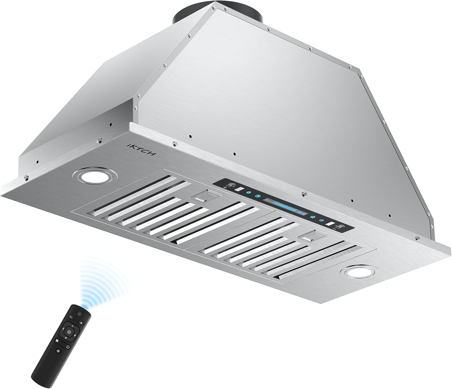 IKTCH 30 inch Built-in/Insert Range Hood 900 CFM, Ducted/Ductless Convertible Duct, Stainless Steel Kitchen Vent Hood with 4 Speed Gesture Sensing&Touch Control Panel(IKB01-30) 30" 900CFM Stainless Steel