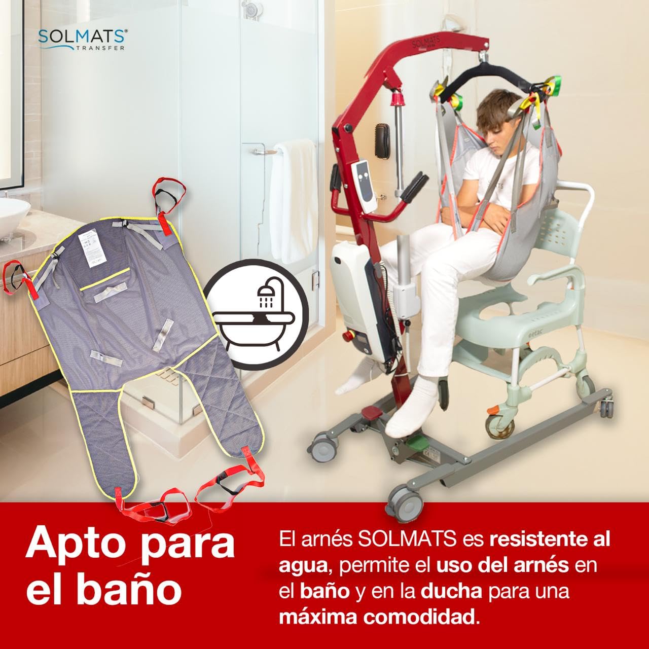 Arnes profesional para gruas, Arnes sedestacion, Arnes para baño, Arnes rejilla, Arnes grua, Arnes 230 kg (sms arnes sed 1)
