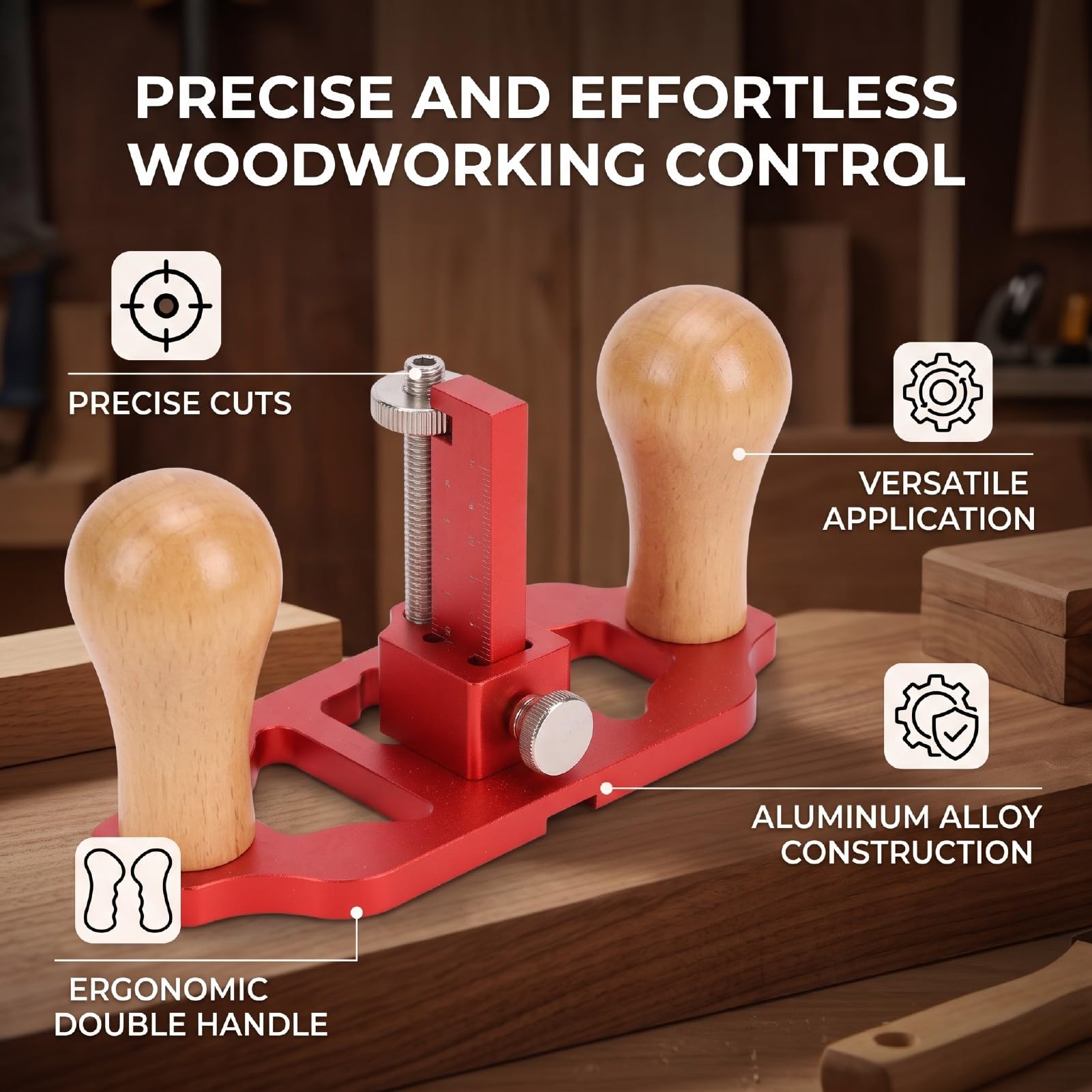 Generic Pialla per Fresatura Portatile per la Lavorazione del Legno, Piallatrice per Legno a Doppia Impugnatura con profondità Regolabile, Pialla a Mano per la Messa a Punto di Scanalature di Taglio