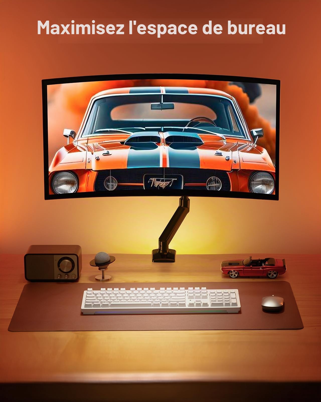ErGear Support Ecran PC VESA 75x100 13-34 Pouces Rotation 360° Réglable Hauteur 10 KG Noir Gaming