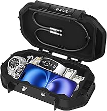 [IP68 Wasserdicht]Diyife Tragbarer Tresor, Mini Tresor, 4 Stellig Zahlencode, Abnehmbare Kabel, Doppelverriegelung Schnittfest & Schlagfest, Silikonauskleidung, für Strand, Camping, Büro, Autos Safe