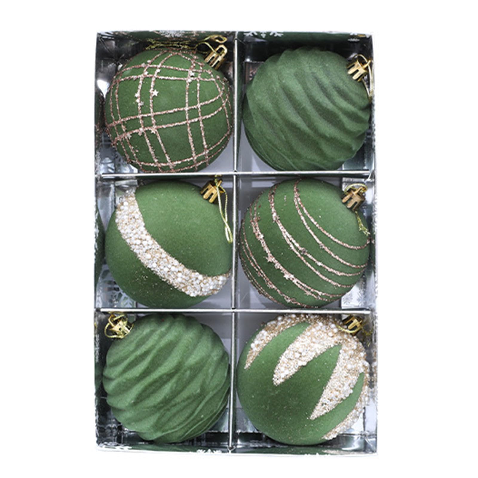 Tsophreniq Six Luxurious Velvety Finish Christmas Sphere in Bright Color Celebratory Hanging Ornament for Elegant Seasonal Displays Celebratory Hanging Ornament