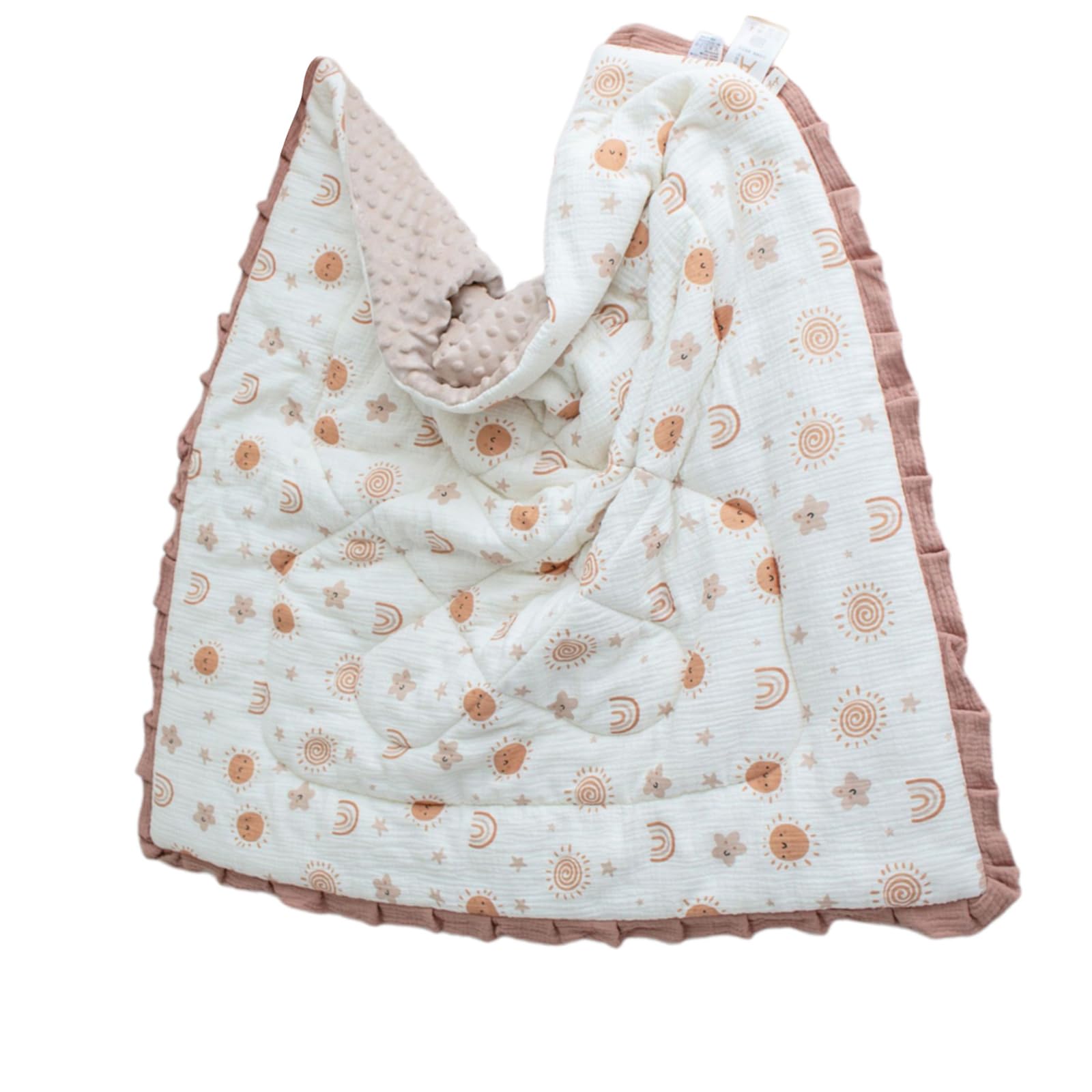 Children's Blanket Lace Trim Comforting Quilt with Dotted Backing Designing, Soft & Breathable Warm Duvet for Kids