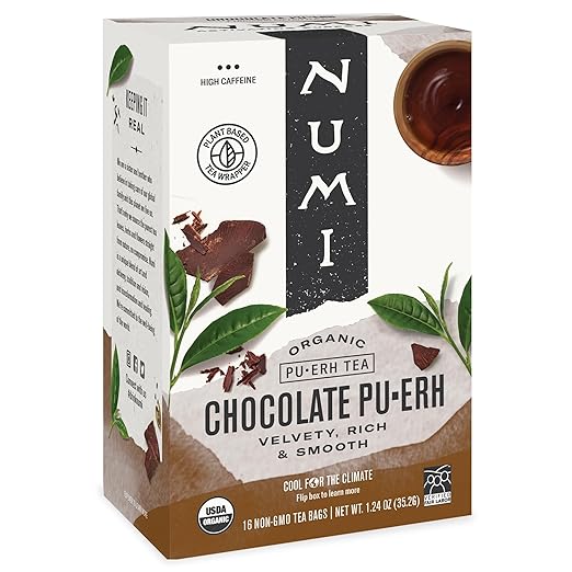 Numi Organic Chocolate Puerh Tea, 16 Tea Bags, Aged