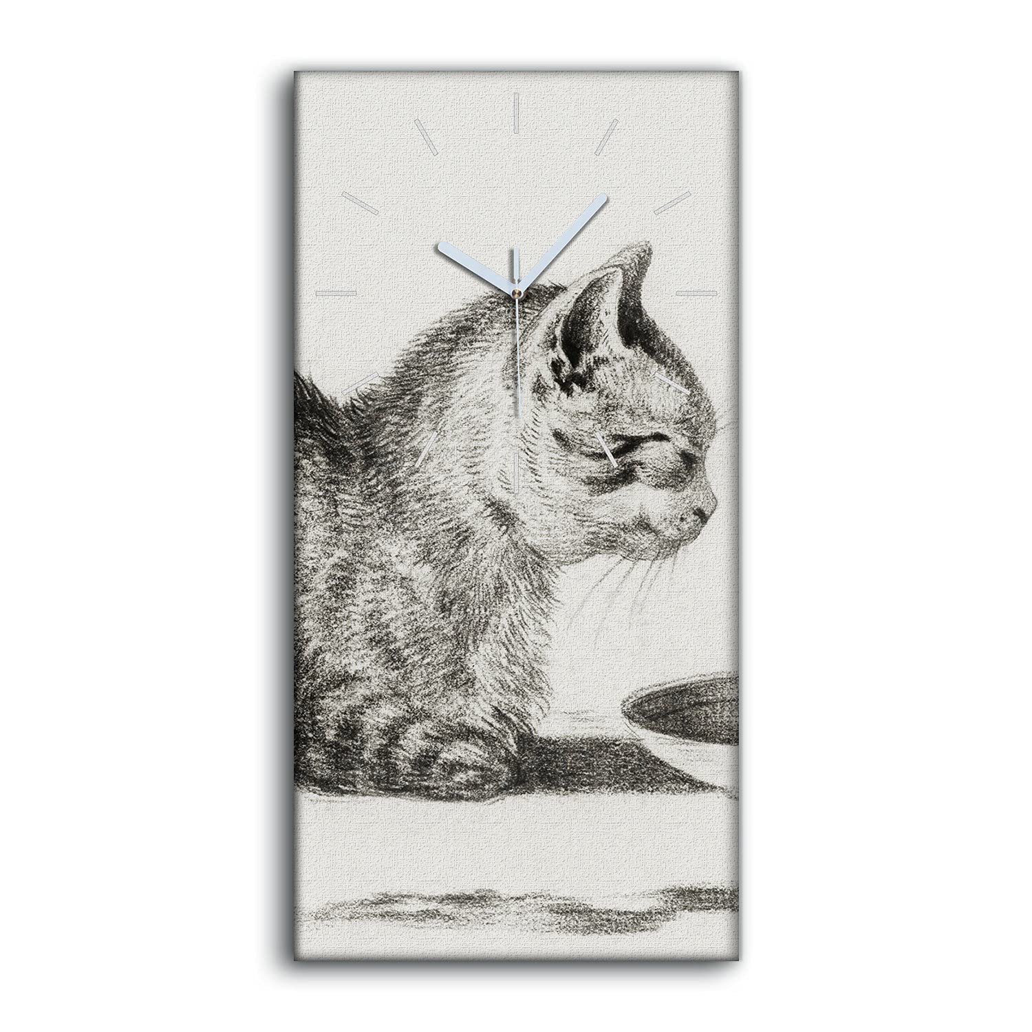 Horloge sur toile silencieuse pour chambre et salon moderne avec dessin de chat mignon