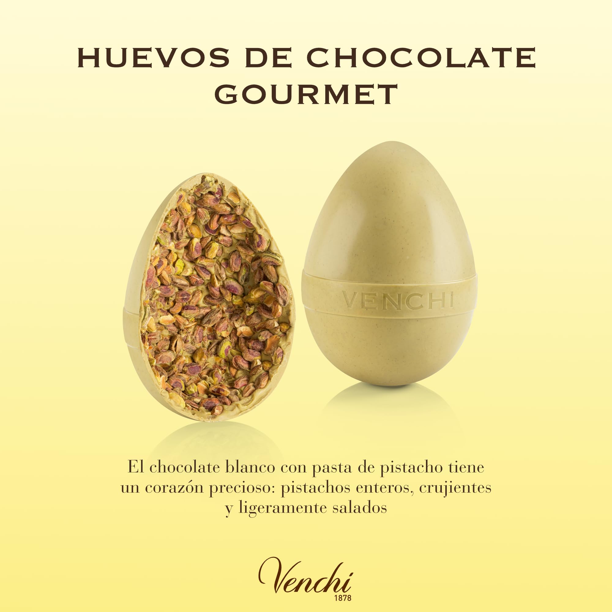 Venchi - Huevo de Chocolate, Sabor Chocolate con Pistacho, con Pistachos Enteros, con Sorpresa, Sin Gluten, 500 gr, Colección Pascua, Idea Regalo