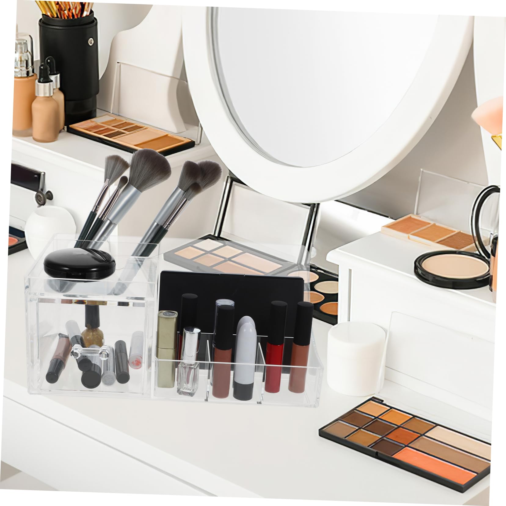 Mikinona Kosmetik Organizer mit Mehreren Schubladen aus Ps Platzsparend und Übersichtlich für Schminktisch und Make Up Aufbewahrung | Transparentes Design, für Schminktisch und Schmuck, Schlichtes Stilvolles Format