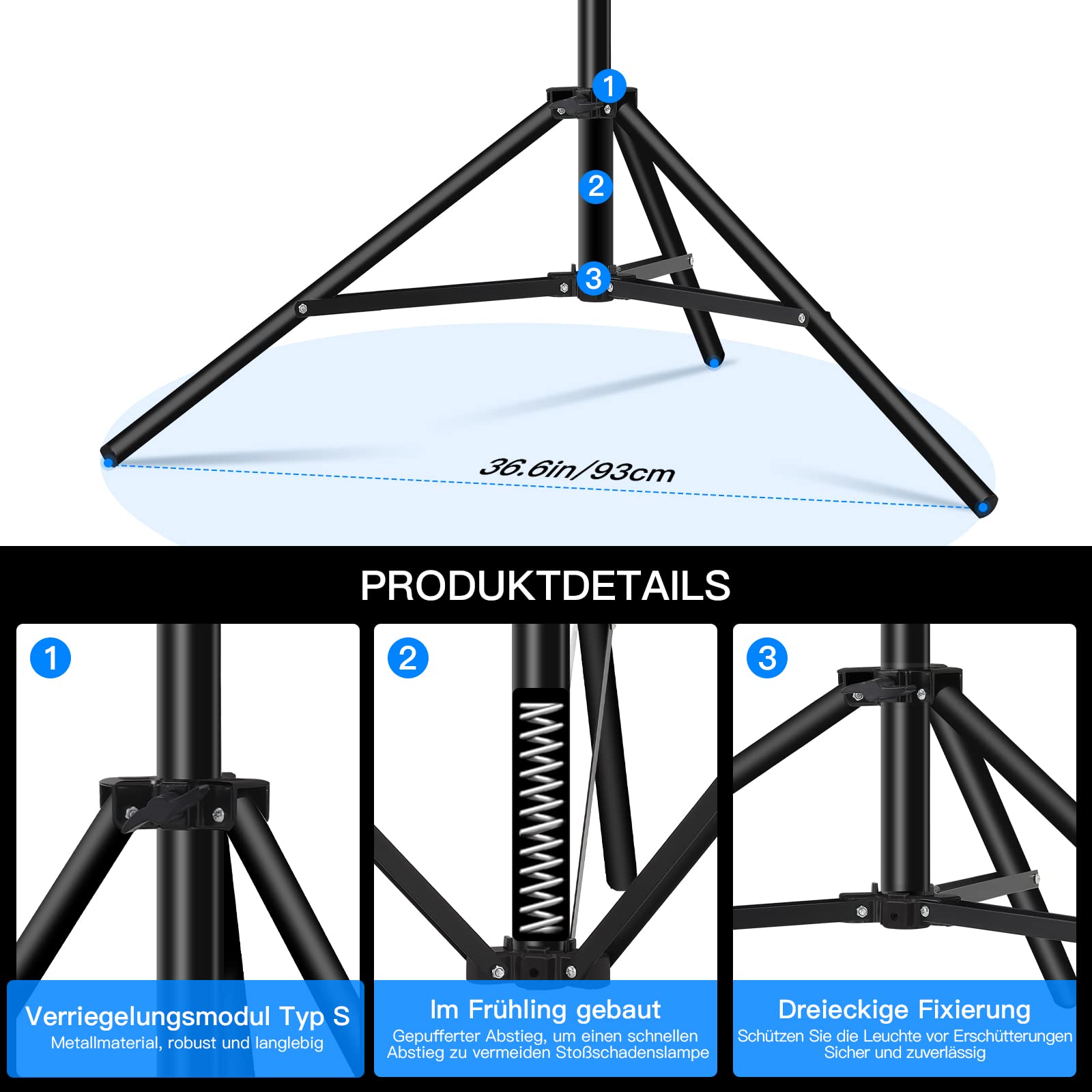 Soonpho 300cm Spring Buffer Light Stand,Support de Flash sur trépied en Acier Inoxydable avec étui et Adaptateur 1/4, 3/8 Pouce,pour Enregistrement vidéo en Studio,Softbox