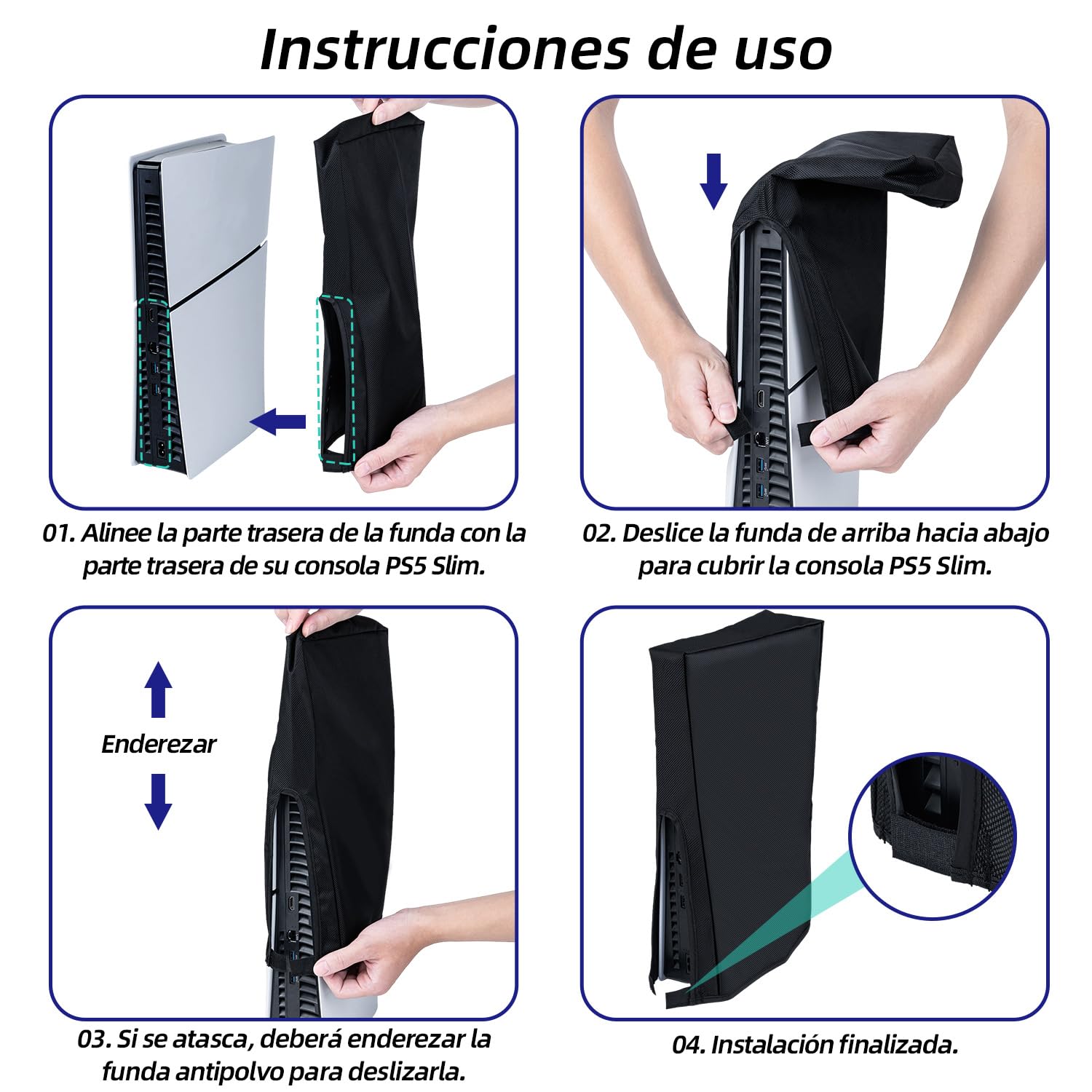 Mcbazel PS5 Slim Funda Antipolvo, Cubierta Protectora Antirrayas, a Prueba de Polvo para Consola de Juegos PlayStation 5 Slim Digital/Disc - Negra（no para ps5/ps5 Pro