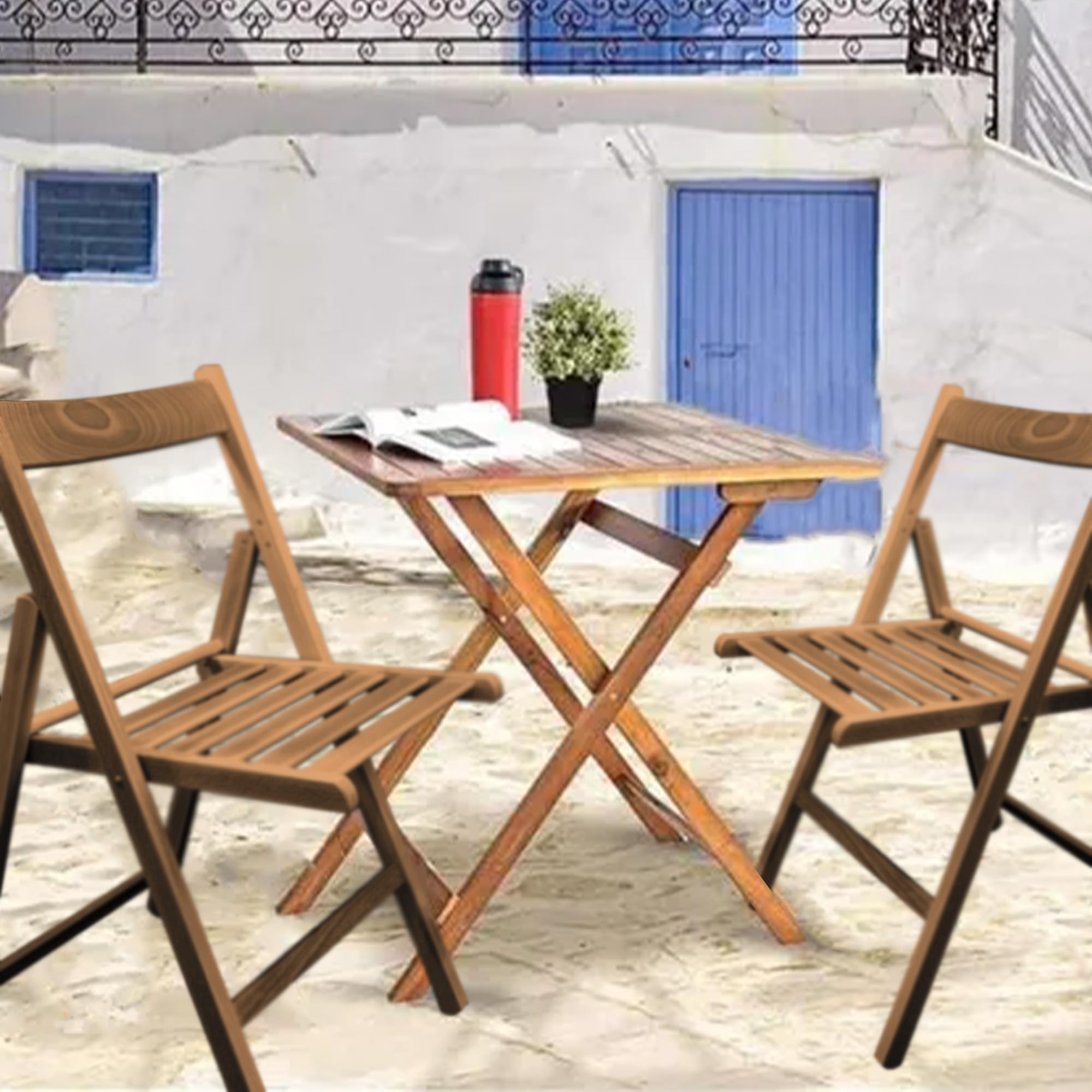 Sicignano Set 2 Sedie Pieghevoli in Legno di Faggio Noce 43x49x79h cm Made in Italy