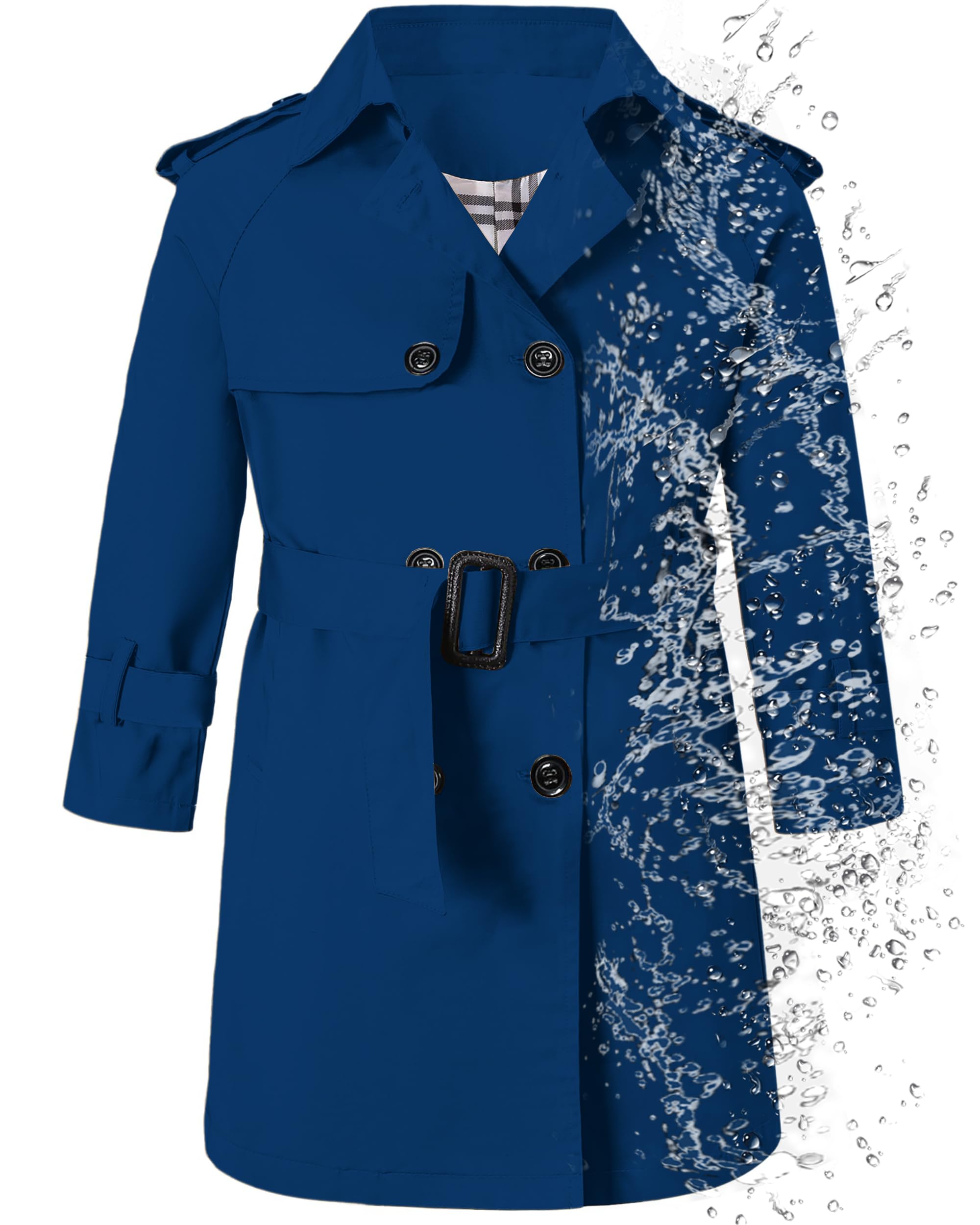Betusline Boys Waterproof Trench Coat Double Breasted Classic Belted Outwear Jacket Dress Coats