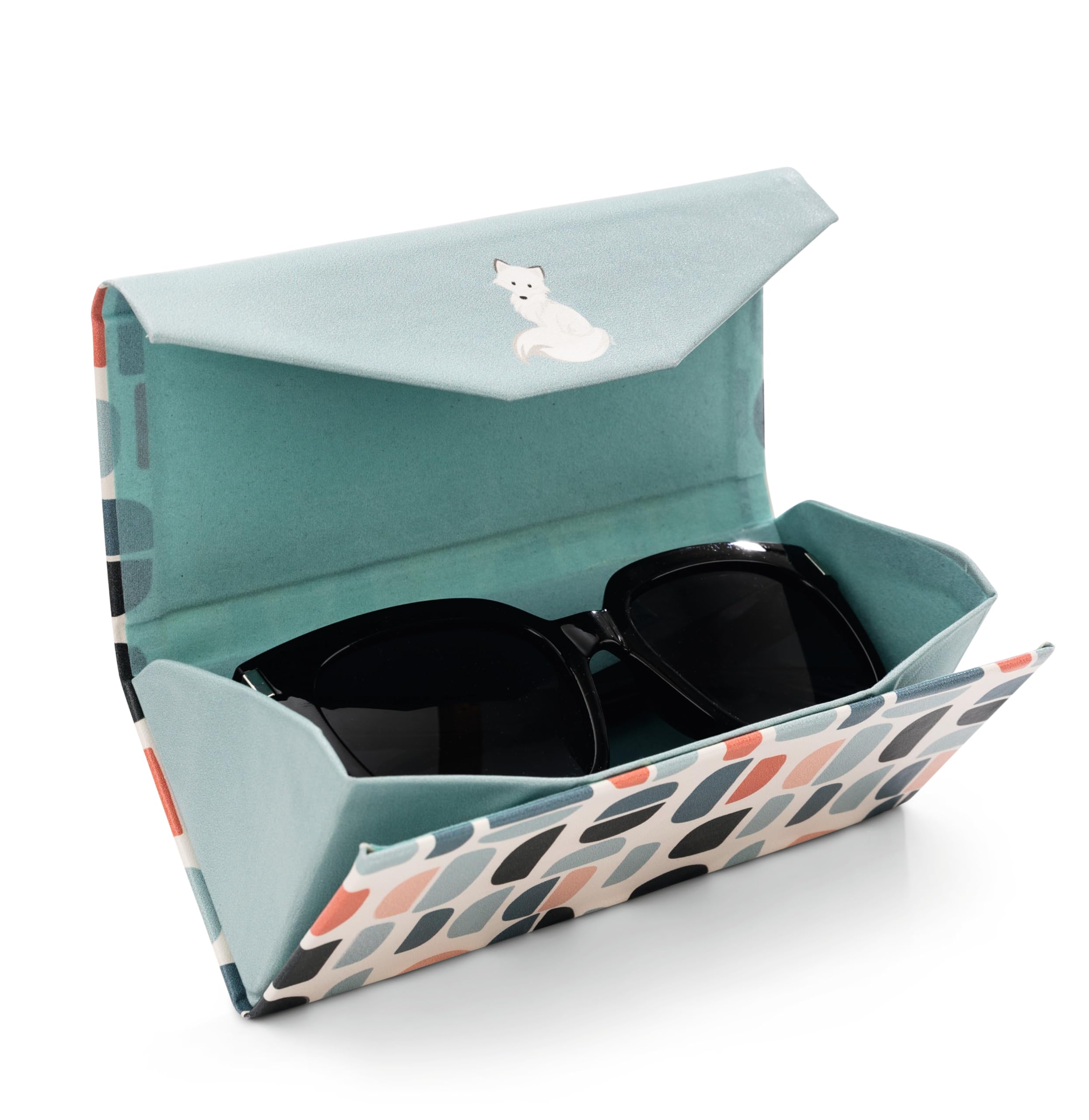 NICI Custodia per occhiali Volpe Polare Vanja in PU rigido pieghevole 16x6,5x6,5cm blu - Astuccio robusto in materiale rigido, pratica tasca per occhiali per bambini e adulti