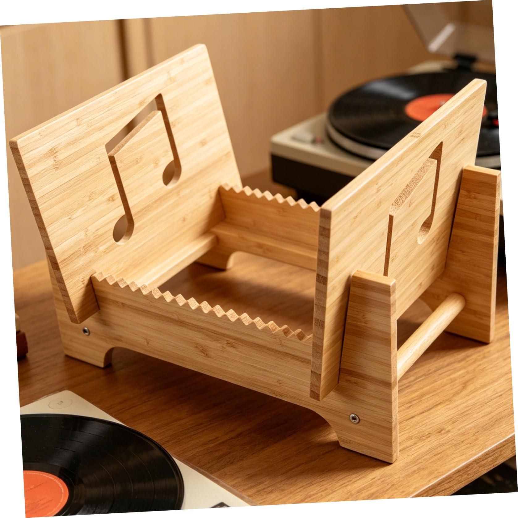 NUOBESTY Porta Dischi in Legno per Vinili Mobile Organizer per Collezione con Design Classico e Robusto per Soggiorno o Studio