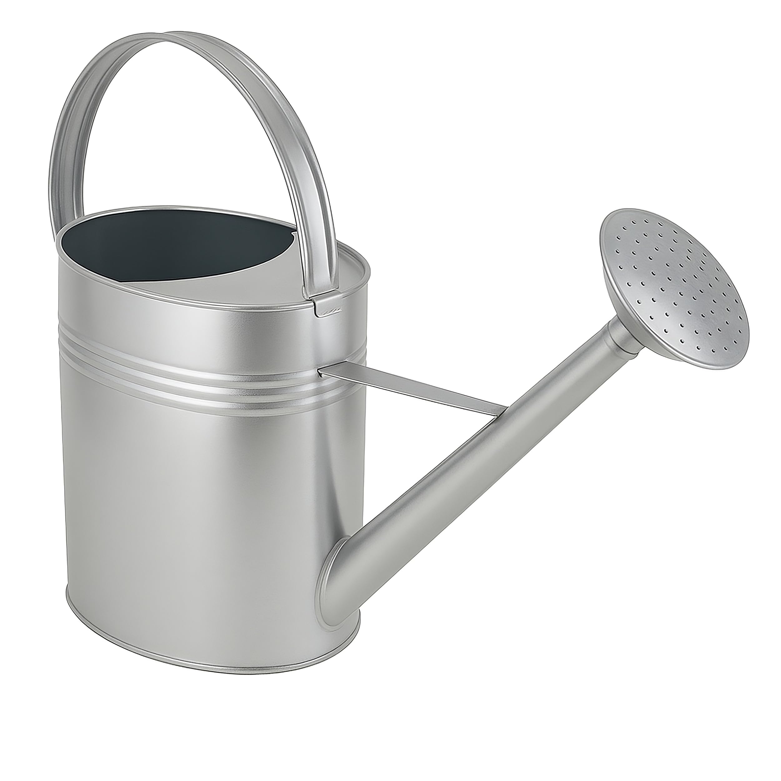 HRB Zinkgießkanne 10 L, Gießkanne feuerverzinkt, langlebige Metallgießkanne für den Innen- und Außenbereich Giesskanne mit Gießbrause Bewässerungssystem (Silber, Zinkgießkanne, 10 L)