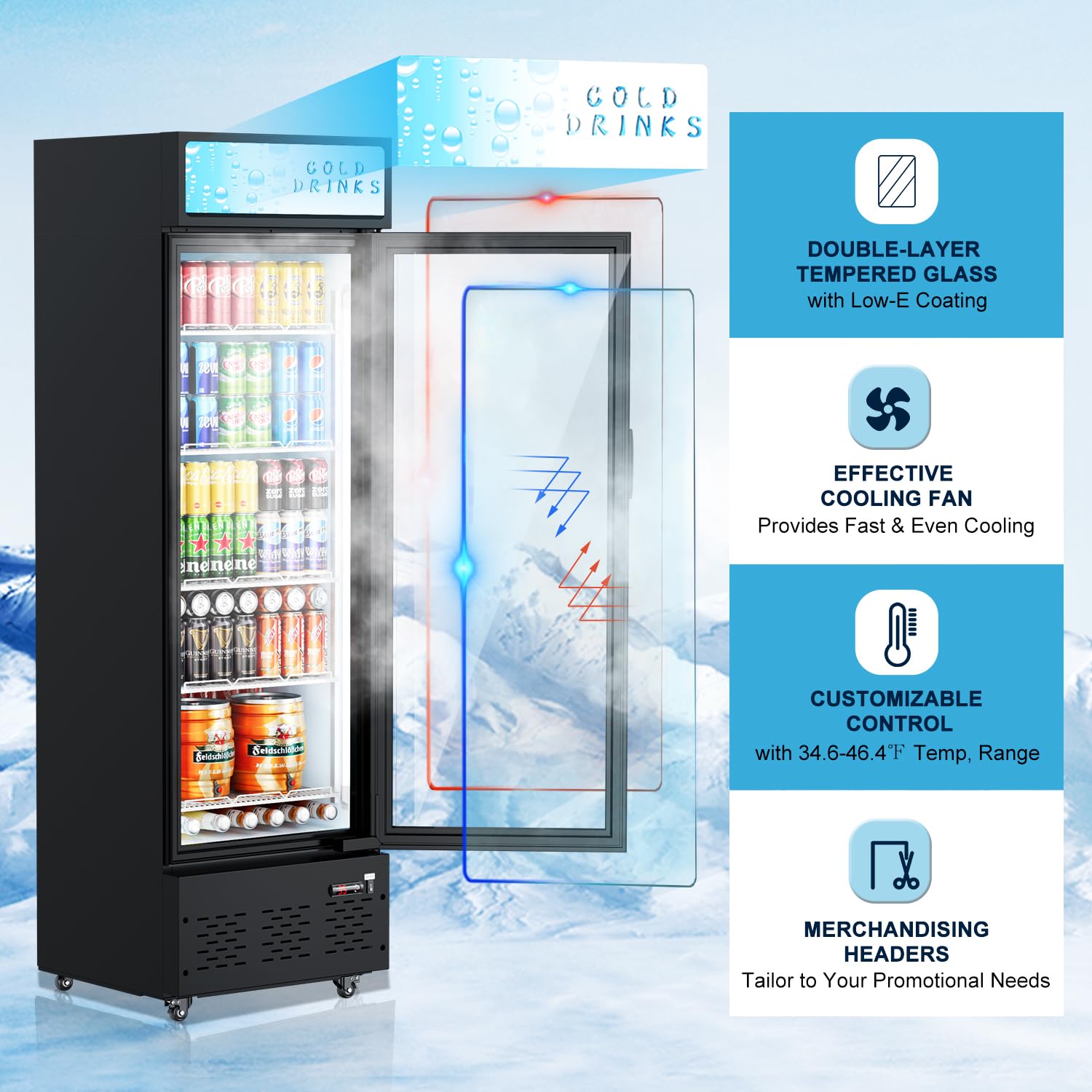 Amazon.com: FreezLabs Refrigerador comercial de exhibición con