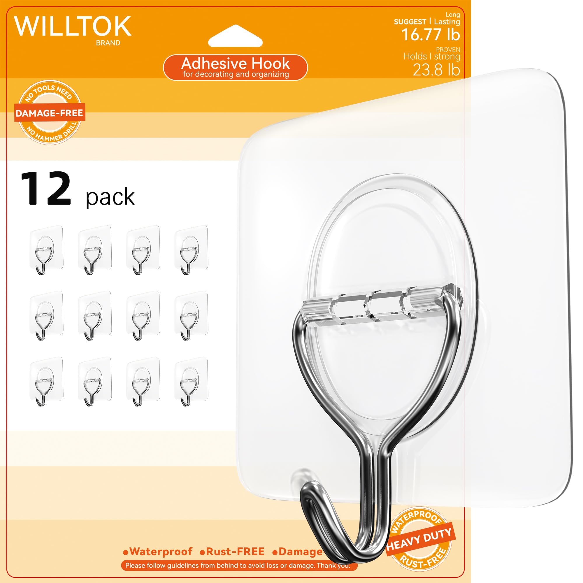 Charfia 8 Piezas 15kg (Max) Gancho Adhesivo Transparente, Ganchos Adhesivos Para Pared Ganchos De Pared Adhesivo Para Colgador De Cocina Baño Puerta Techo