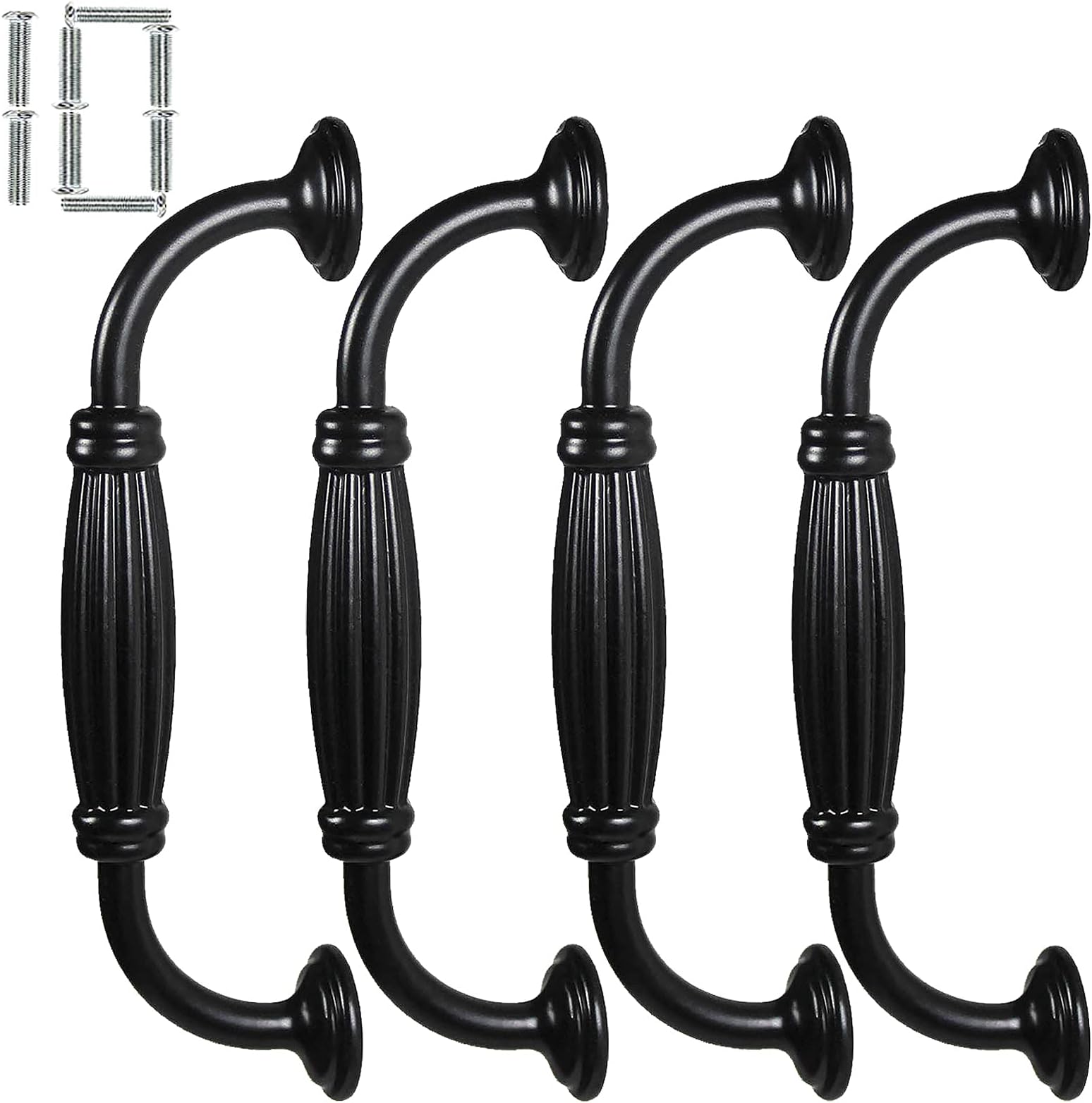 Sopicoz Matte Black Kitchen Cabinet Door Handles Set of 10, Modern Metal Handles Knobs for Cupboard, Drawer Dresser, Wardrobe