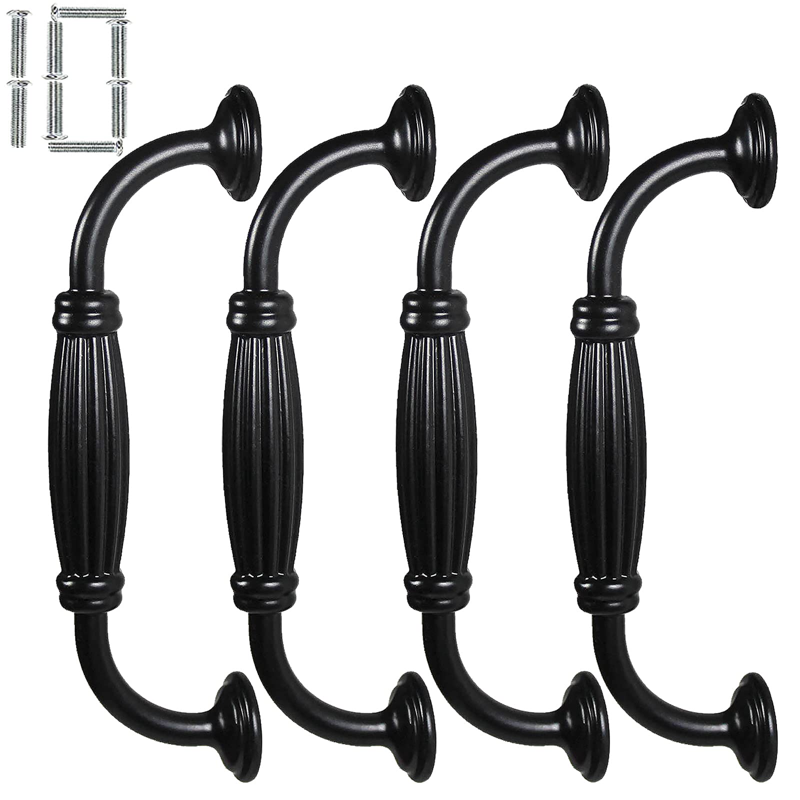 Sopicoz Matte Black Kitchen Cabinet Door Handles Set of 10, Modern Metal Handles Knobs for Cupboard, Drawer Dresser, Wardrobe