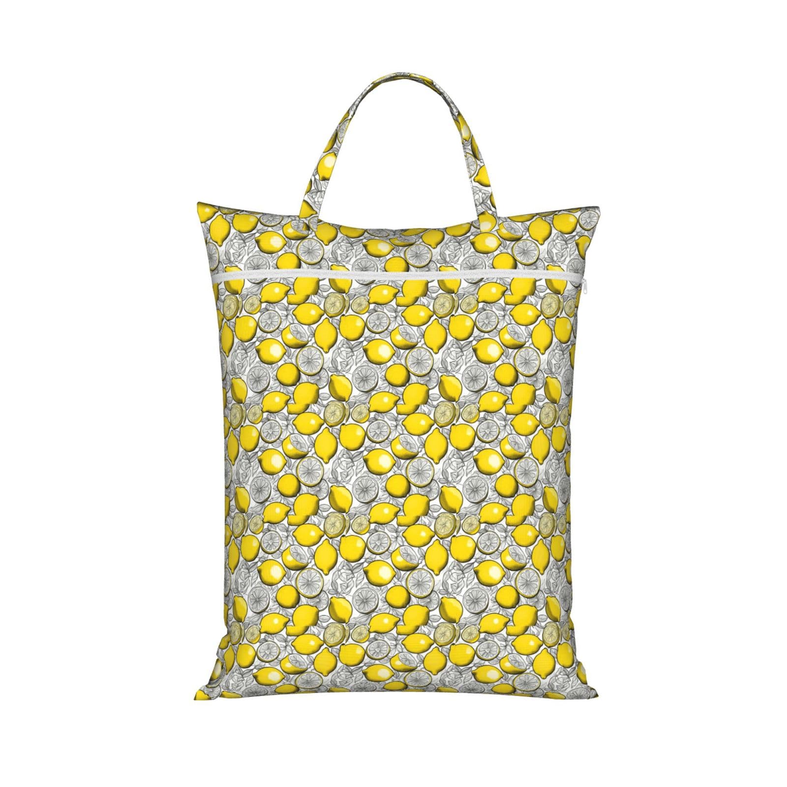 Lemon Fruit Pattern Print Travel Laundry Bag Foldable Lightweight Camping Beach Dorm Weekend Getaways