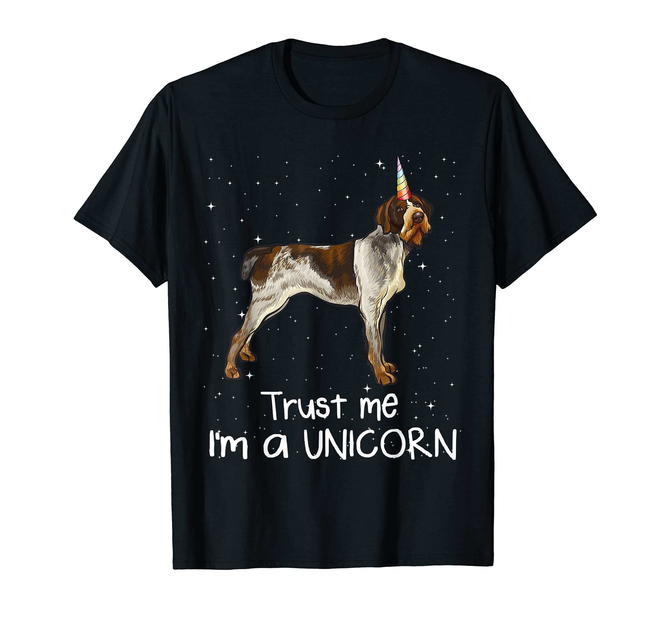 Funny German Wirehaired Pointer Trust Me I'm A Unicorn Dog T-Shirt, Black
