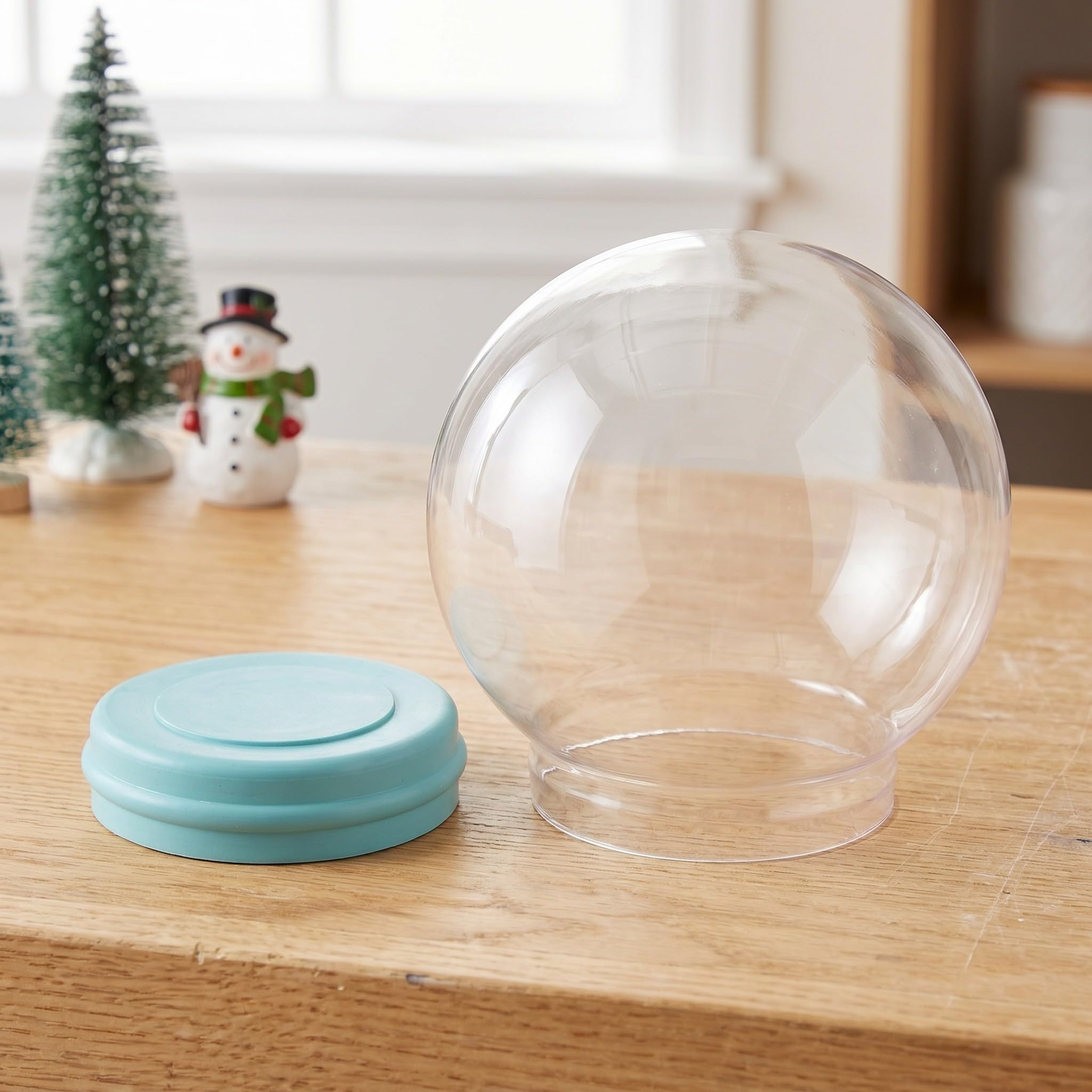 EXCEART Bola de Cristal Vacía con Base de Goma Esfera de Agua Transparente Reutilizable para Manualidades Inserciones de Fotos y Decoración Navideña