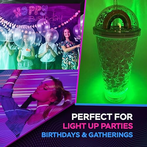 Miniatura 6 de Taza con luz LED de sirena con pajita, vaso de 16 onzas con luces, tapa y pajita, vasos de bombilla LED para bebidas con pajita, fiesta brillante,
