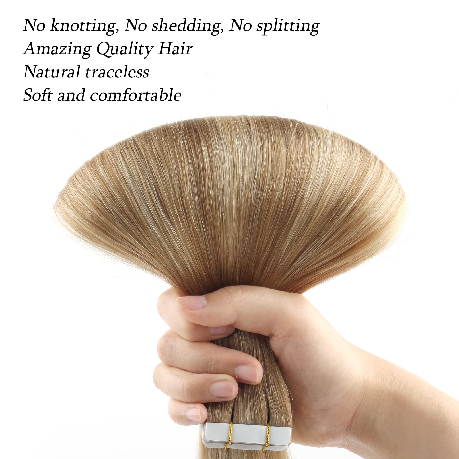 ABH AMAZINGBEAUTY HAIR 20 Pieces Invisible Sun-kissed Balayage Remy Tape in Hair Extensions - Image 2