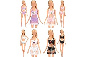BARWA Doll Pajamas Sleep Suit Sleepwear Clothes Compatible for 11.5 Inch Girl Doll (4 Sets)