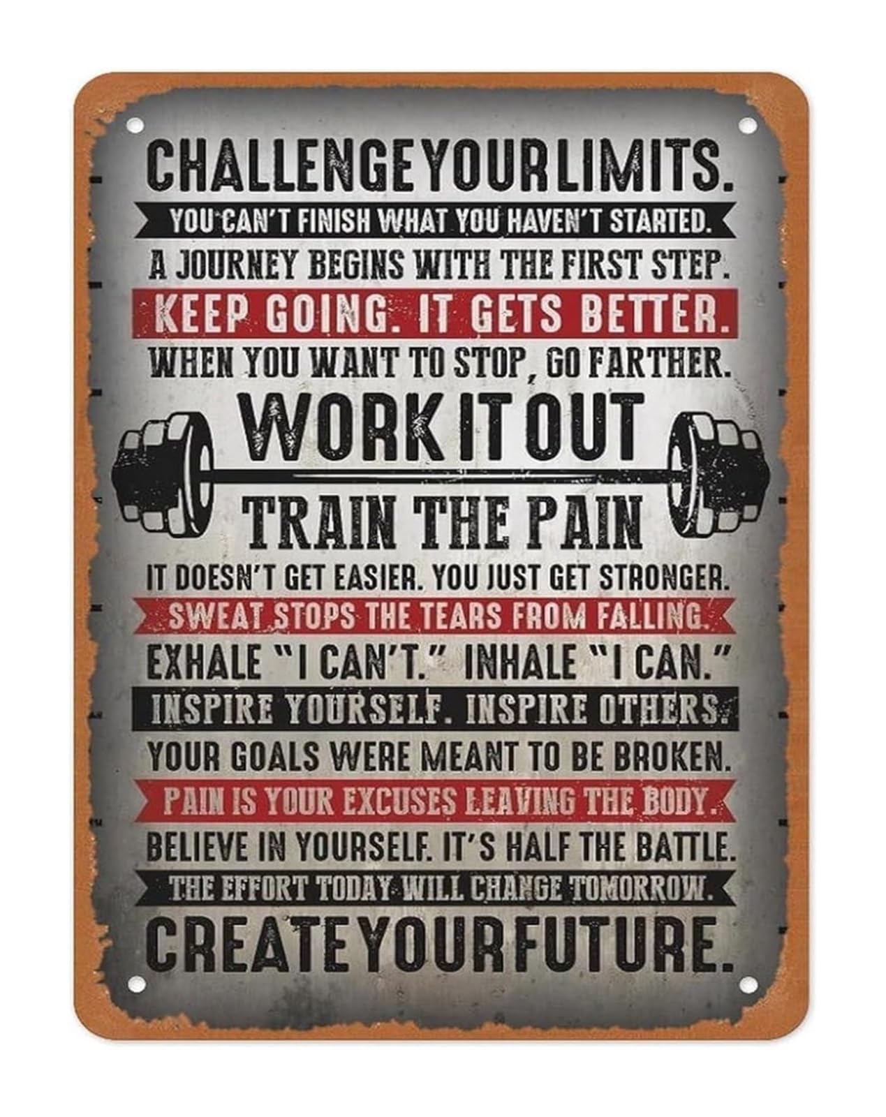 HDKYSWBUEJ Workout Motivation Metal Sign Challenge Your Limits Fitness Quote for Gym Wall Home Training Room 8 X 12 in