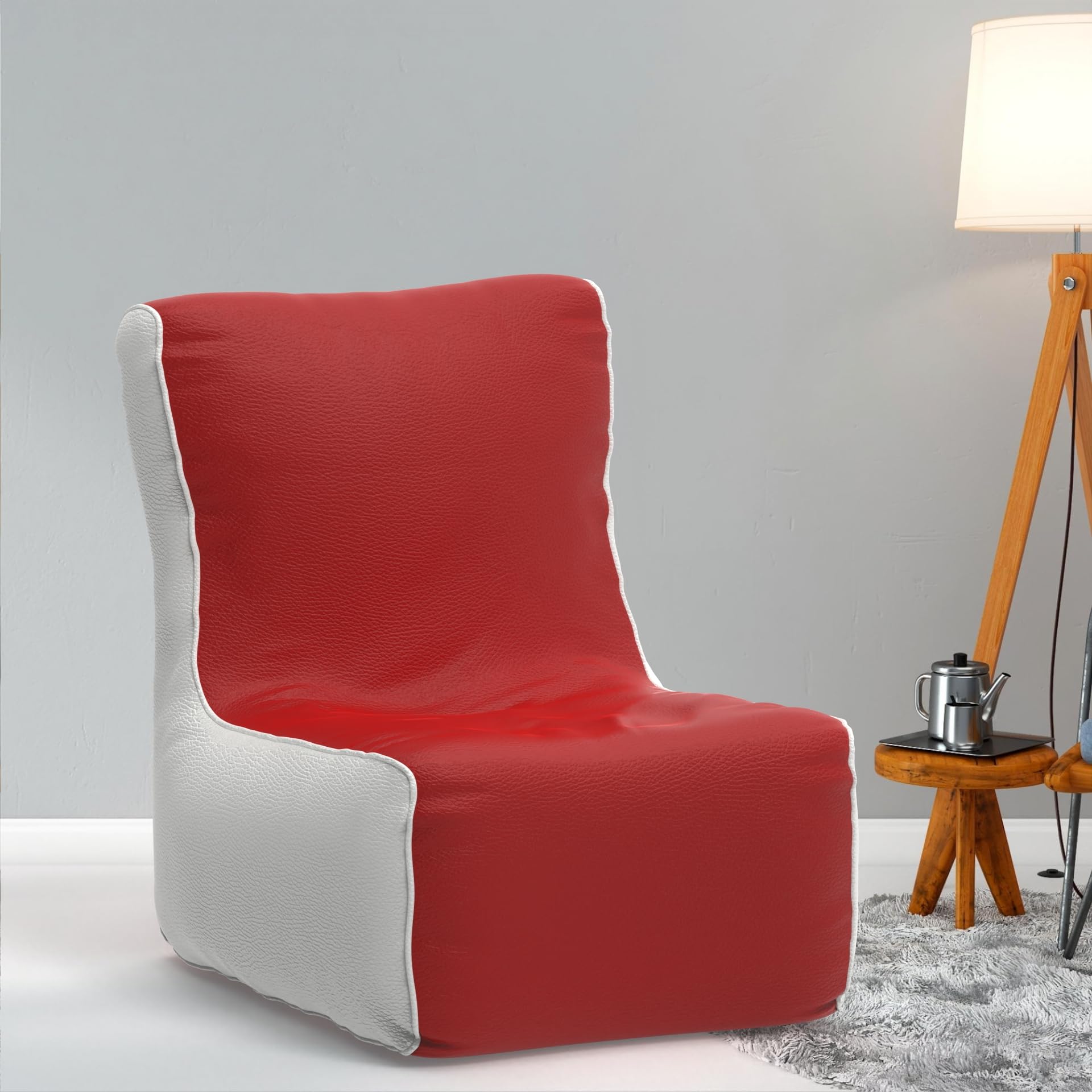 Bean Bag Chair Cover | Size: 4XL | Color: Red White | Without Beans | Premium Leatherette Cover (CMF 1485)-image-43