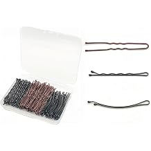 150 Pcs Professional Hair Pins Set - 50 Wavy & 50 Curved Black Bobby Pins 2.2" + 50 Brown U-Shaped Bun Pins 2.36",Rust & Fade Proof, with Ball Tips & Storage Box