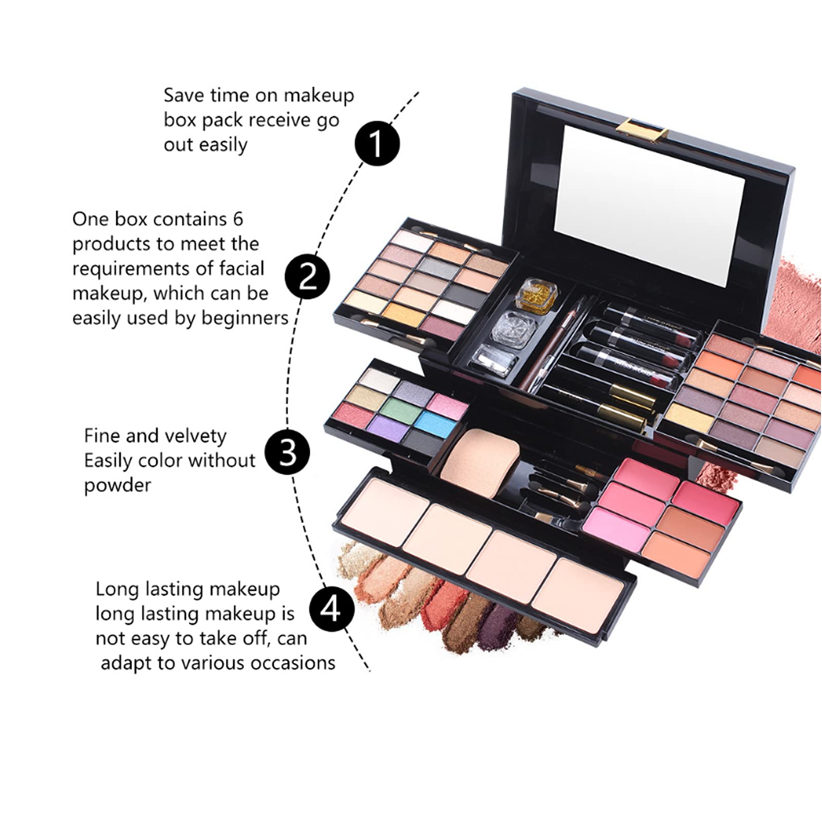 Malette Maquillage, coffret maquillage, Kit de Maquillage Complet Femme, Palette Maquillage avec Ombre à Paupières, Rouge Lèvres, Brosse Cosmétique, Compact Powder, Mascara, Eyeliner