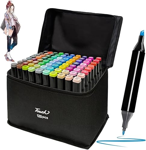 HEVEGRD 120 Colors Alcohol Markers Set, Dual Tips Blender Art Markers for Drawing Permanent Sketch Markers for Kids adult coloring, Professional