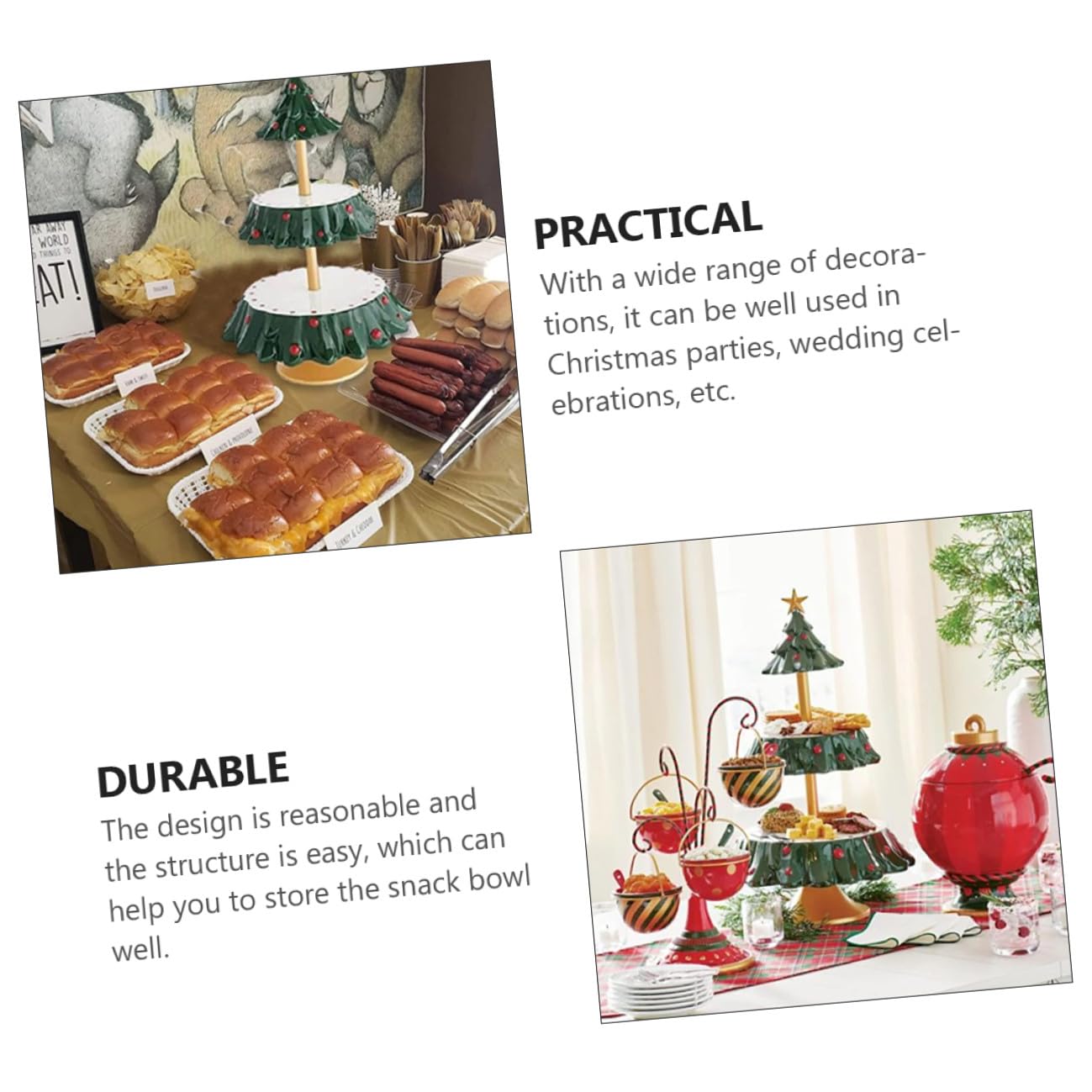 SHINEOFI Vassoio Natalizio in Resina Lucida per Snack e Frutta Secca Piatto Portaoggetti Decorativo da Tavolo per Feste di Natale Ornamento da Scrivania a Tema Festivo