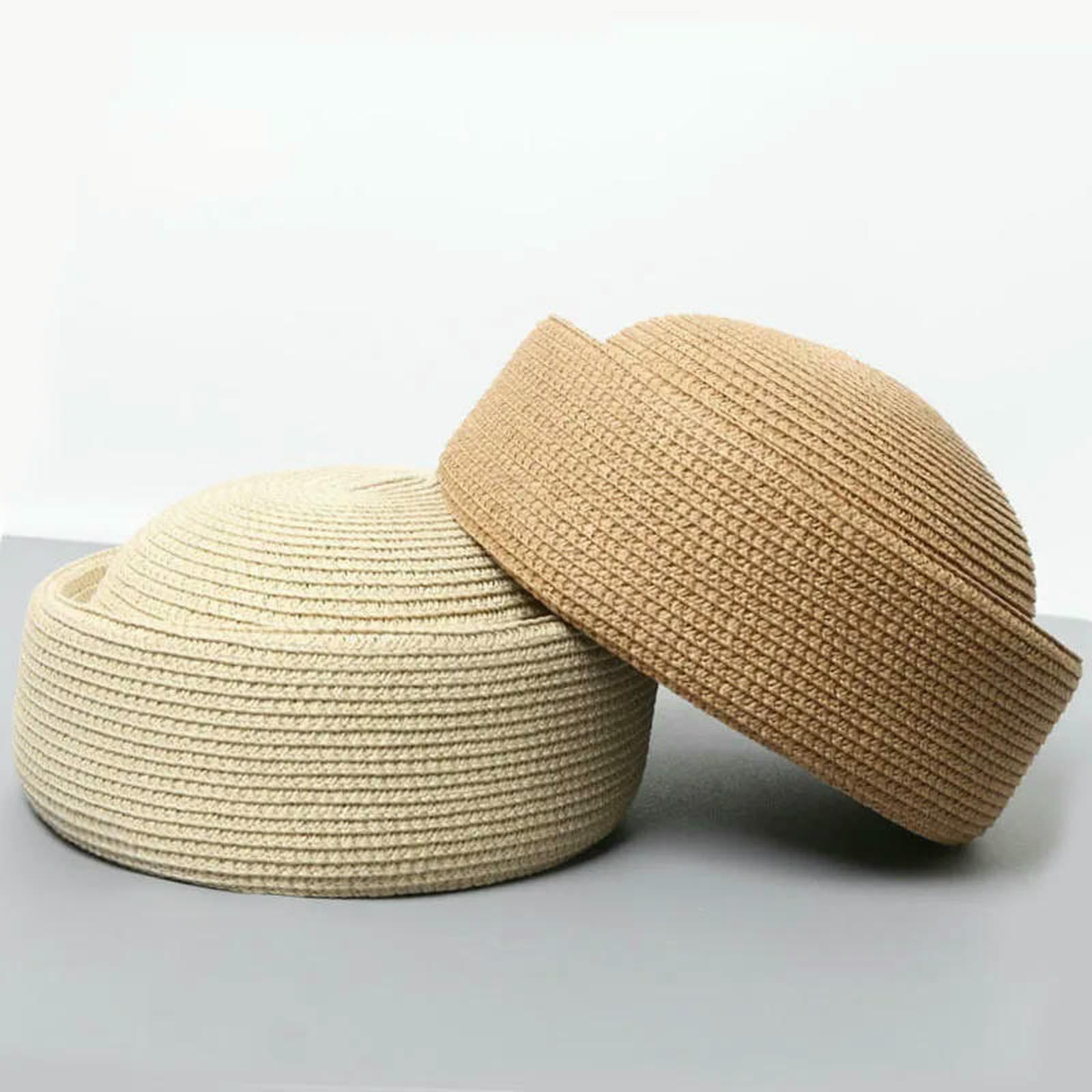 Cappello da Pescatore Berretto Straw Pillbox Hat Summer Beret Retro Wedding Party Fedora Hostess Designer Millinery Hat-Dark Blue Blue-55-58cm