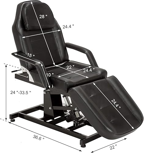 Miniatura 3 de BarberPub Salón SPA Masaje Cama Tatuaje Silla Facial Mesa Ajustable Equipo de Belleza 0100 (Negro)