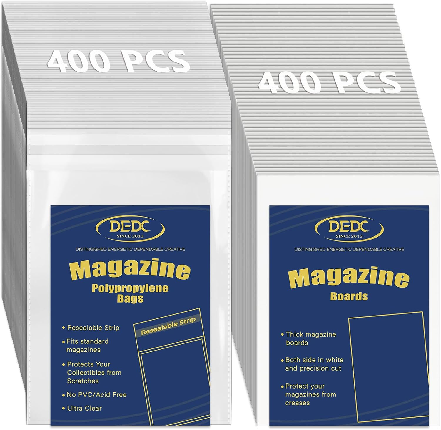 DEDC Magazine Protectors for Collectors, Magazine Bags and Boards, 400 Pcs Magazine Sleeves and 400 Boards for Storage and Display, Maximum Protection for Large Collections (23x30cm)