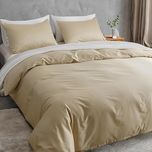 Miniatura 6 de HeimenAogo Juego de funda de edredón de algodón egipcio tamaño King tejido satinado suave y transpirable con cierre de cremallera algodón de fibra