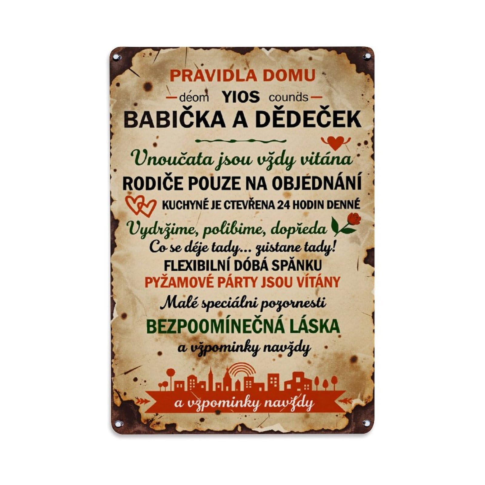 Lzwbntey Vintage Rules Of Grandma And Grandpa's House Metal Tin Sign Retro Wall Decor For Home Bar Garage Cafe, Indoor & Outdoor Decorative Metal Poster, 8X12 Inch
