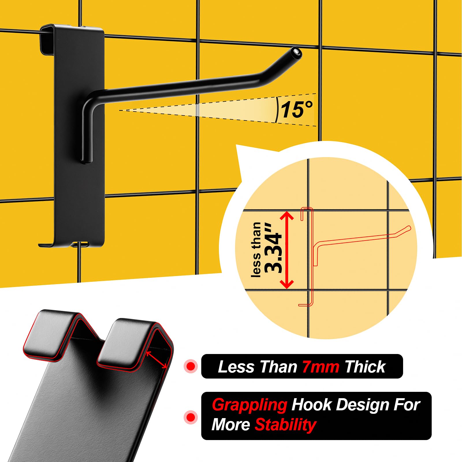 Grid Wall 12-Pack 4\ Gridwall Hooks - Heavy Duty Metal Display Hooks For Retail Stores & Home Organization Grid Wall Panels