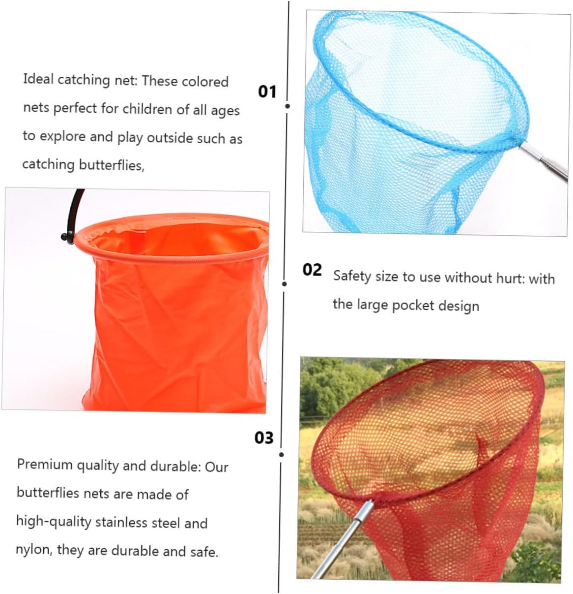 1Set Retractable Insect Nets for Fishing Net with Buckets for Catching Butterflies and Fish Outdoor Exploration