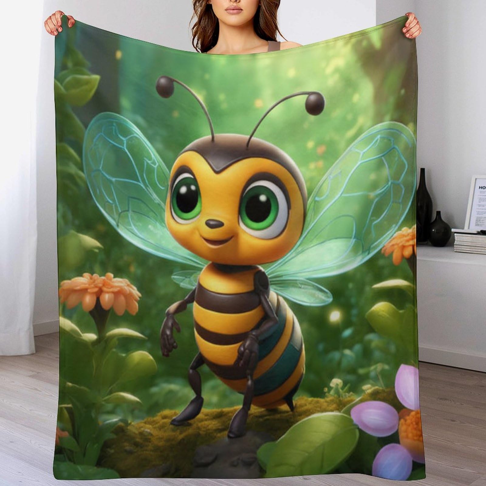 Couverture luxe motif cute abeille en flanelle premium 100×130cm
