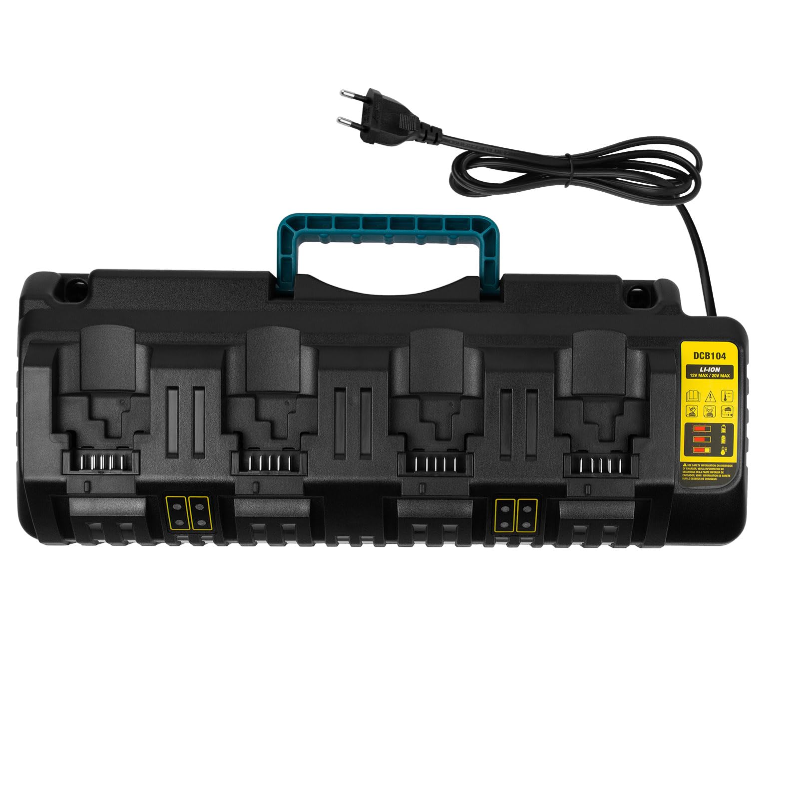 4 Port Battery Charger Compatible with Dewalt 18V XR DCB104, ASUNCELL 3A 12V-20V MAX Li-Ion Fast Charger Compatible with Dewalt DCB Battery (with 2 2.1A USB Ports) ISCC PLUS
