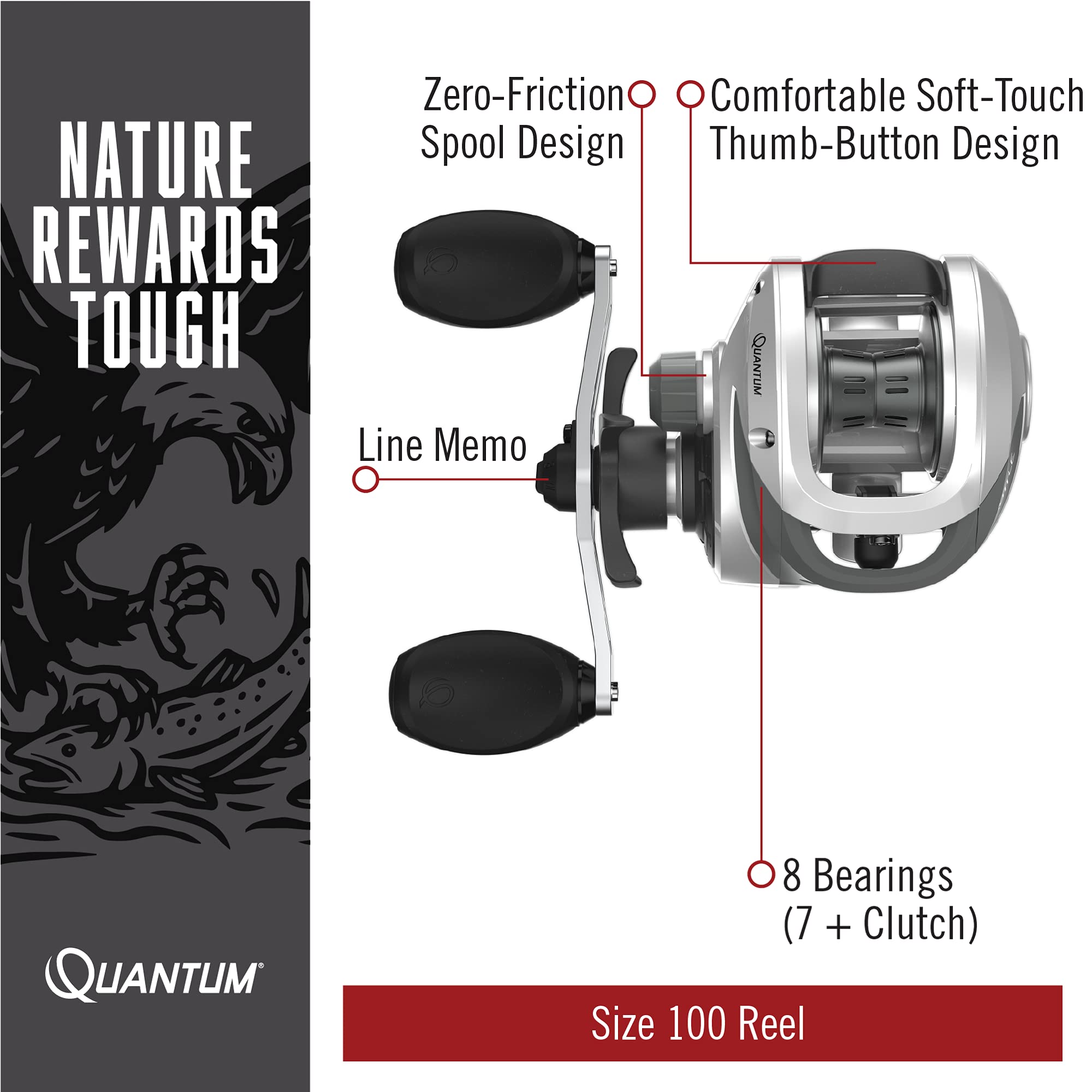 Amazon | Quantum スロットルベイトキャストフィッシングリール 7 + 1